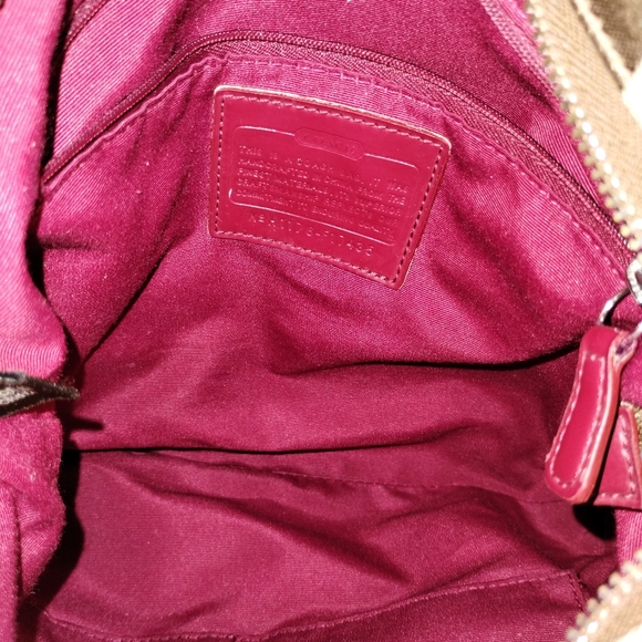 Coach Brown and Red Shoulder Bag with Signature Monogram - Picture 14 of 15
